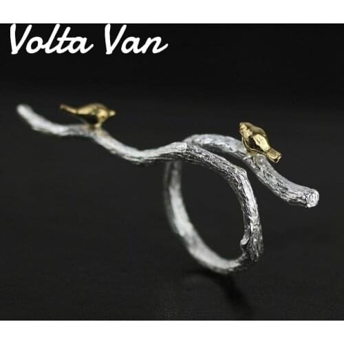 Volta Van 925 Sterling Silver Women Rings 2021 New Fine Jewelry Elegant Branches Bird Concise Original Design Opening Rings