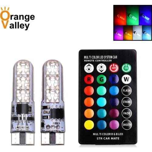 10set RGB Silica Gel T10 W5W 194 501 6 5050 SMD Car Leds Auto Interior Lamps Strobe Flash Lights With Remote Controll