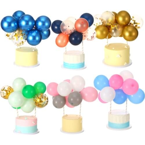 10pcs/set 5 inch Rose Gold Confetti Balloon Cake Topper kids Birthday Cake Wedding Decoration Mini Balloon Topper baby shower