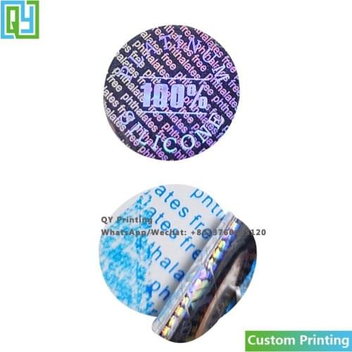 10000pcs 20x20mm Free Shipping Personalized Printed 3D Silver Hologram Stickers Custom Made Hidden Text Security Packing Labels