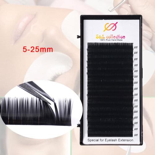 16lines 5-20mm Russian volume lash extensions natural individual eyelash extension drop shipping
