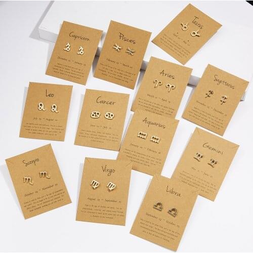 2021 latest fashion trend symbol version twelve constellation paper card earrings fashion wild constellation earrings