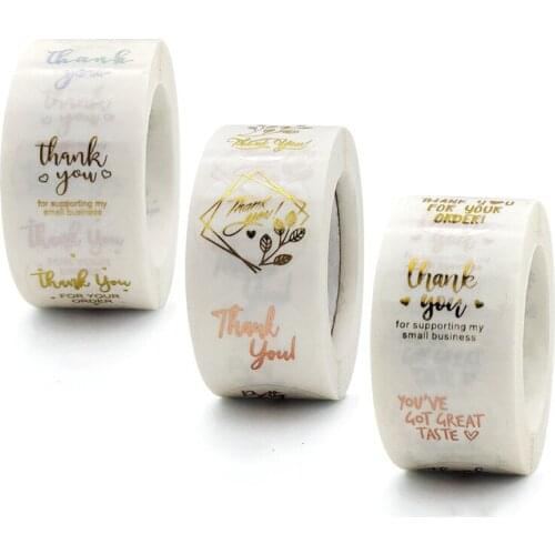25mm Multicolor Gold Foil Thank You Labels Stickers for Wedding Pretty Gift Cards Small Business Envelope Sealing Label Sticker