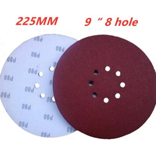 50pcs 225mm 9Inch 8 Hole Sander Disc Sanding Polish Paper Sandpaper 80/ 100/ 120/ 150/ 180/ 240/ 320/ 400/ 600/ 800/ 1000 Grit