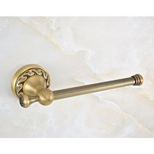 Bathroom Accessory Antique Brass Carved Art Flower Pattern Base Wall Mounted Toilet Paper Roll Holder aba480