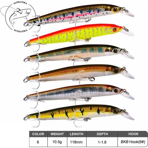 Diving Depth 1-1.8m Anti-corrosion Bionic Fishing Lure Hard Lure Artificial Minnow 10.5G/118MM Freshwater Plastic Fishing Bait