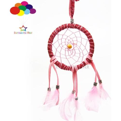 Boho style Dream Catcher Circular Pink Duck Feather WISH Hanging Dreamcatcher