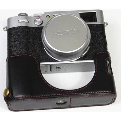 Pu Leather Camera Case For Fujifilm X100v X100-v Camera Half Bag Cover Open Battery Design 3 Color Black Coffee Brown