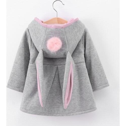 Winter autumn baby girls coat Long sleeve 3D Rabbit ears fashion casual hoodies kids clothes clothing children Outerwear