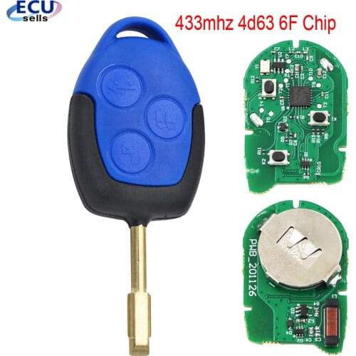 Remote Key FOB 3 Button 433MHz ID63 Chip for Ford Transit WM VM 2006-2014 P/N: 6C1T15K601AG FO21