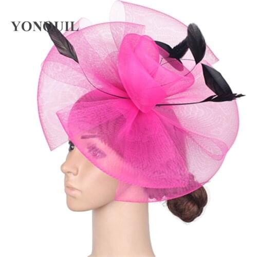 Fantastic Color Crinoline Fascinator Headwear Colorful Mesh Feather Party Show Hair Accessories Millinery Cocktail Hats MYQ076