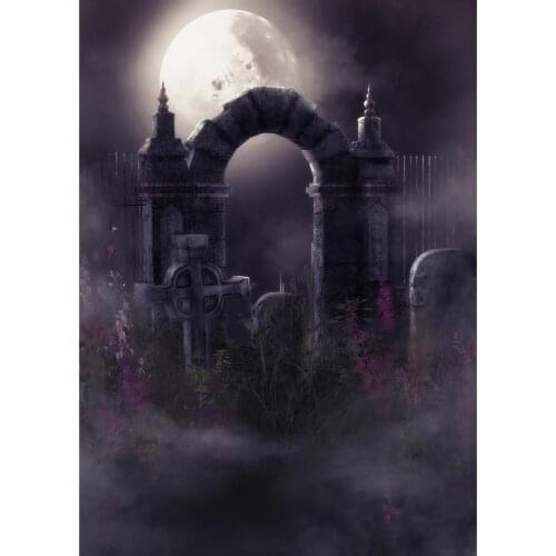 Tomb Full Moon Yard Weird Photography Backdrop Customized Background for Baby Children Halloween Party Photoshoot Fond Photo