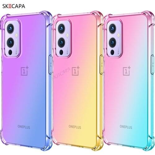 Gradient Translucent Phone Case For OnePlus 9 Pro Soft Silicon Airbag Shockproof Clear Back Cover For OnePlus 8T 7T 8 7 Pro Case