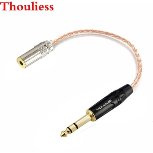 Thouliess HIFI 1/4 6.35mm Male to 4.4mm Balanced Female 7N OCC Single Crystal Copper Audio Adapter Cable