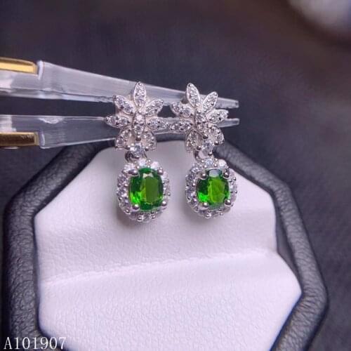KJJEAXCMY boutique jewelry 925 sterling silver inlaid natural diopside gemstone female earrings support detection of new water d