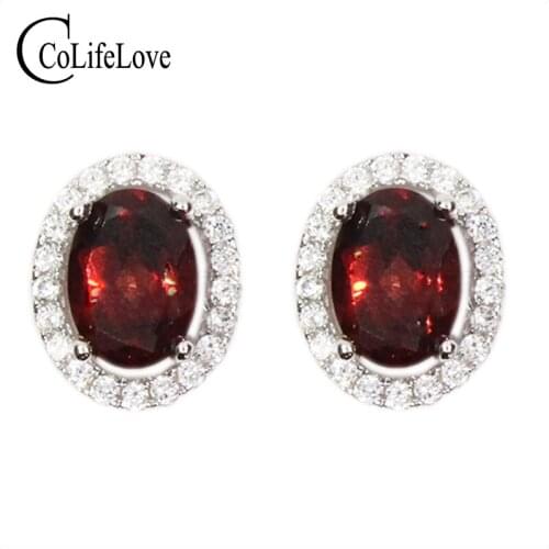 Classic womens earrings set high quality oval cut natural stud earring 925 Solid Sterling Silver geme earrings monthers gift