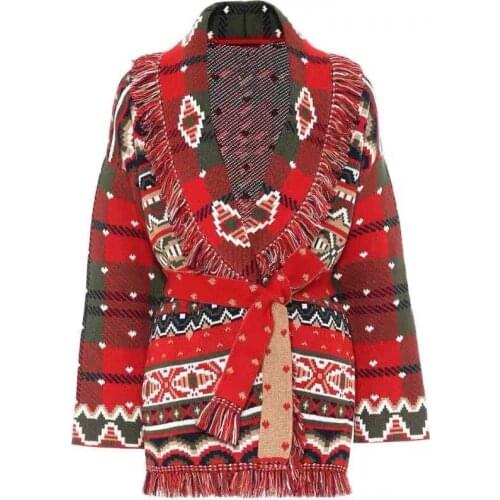 Hot Fashion Womens tassels Belt cardigans High quality women autumn knitted coat B290