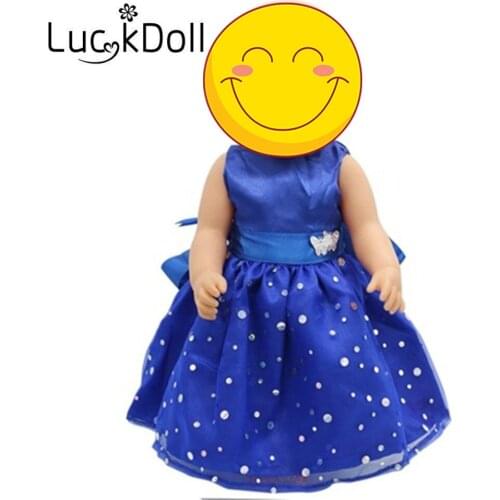 Luckdoll Blue Princess one-piece dress fit 43cm 18" Doll Doll, Best Gift for Kids