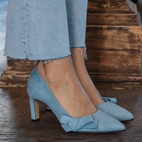 Mio Gusto Brand LAYLA, Blue / Beige / Black Suede, 6Cm Heel-height, fine Quality Women Sexy Stiletto Pumps Shoes