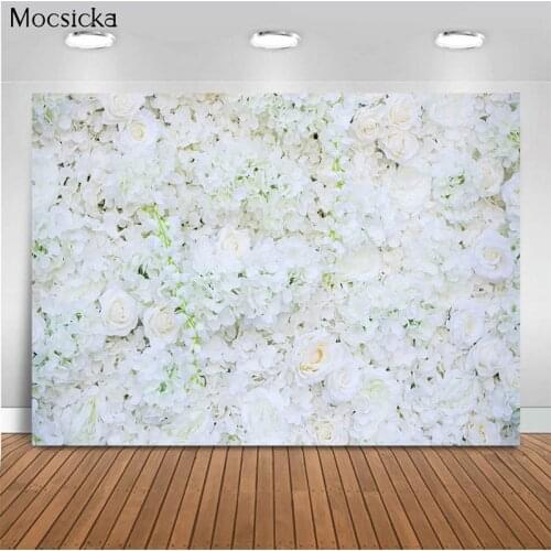 Mocsicka Baby Shower Background White Flowers Decoration Style Newborn Baby Photo Background Photography Banner