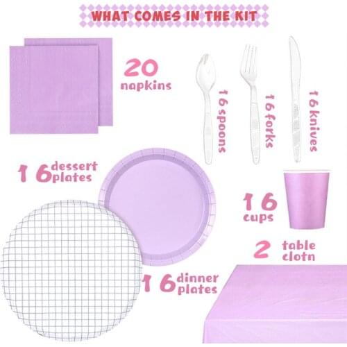 Fresh retro checkered tableware set paper cup paper plate knife fork spoon tissue tablecloth party supplies disposable tableware