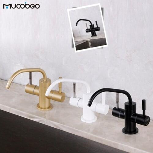 Small Design Kitchen Rotatable Direct Drinking Filter Faucet 304 Stainless Steel Purified Water Tap Double Handles