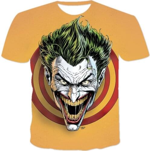2021 New 3D Printing Clown Hip-Hop Unisex Short-Sleeved Personalized Round Neck Pullover XXS-6XL Plus Size T-Shirt Wholesale