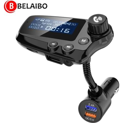 New Car Bluetooth mp3 player FM transmitter With 1.8inch LED Screen AUX U disk USB QC3.0 fast charging Car Stereo Player