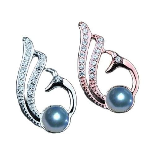 MADALENA SARARA Sterling Silver 925 AAA Freshwater Pearl 8-9mm Pendant Necklace Flower Style Elegant