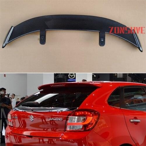 Use For Suzuki Baleno Spoiler ABS Plastic Carbon Fiber Look Hatchback SUV Roof Rear Wing Body Kit Accessories