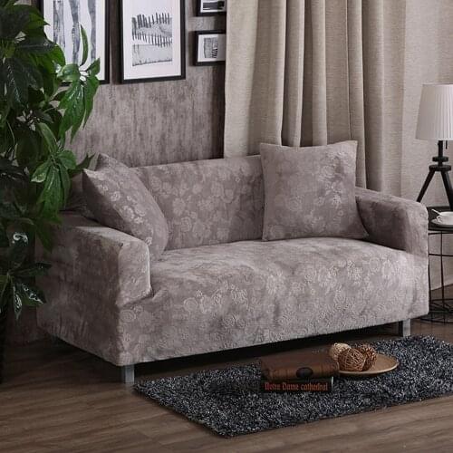 Grey polyester solid color elastic corner sofa covers for living room multi-size couch sofa covers stretch furniture slipcovers