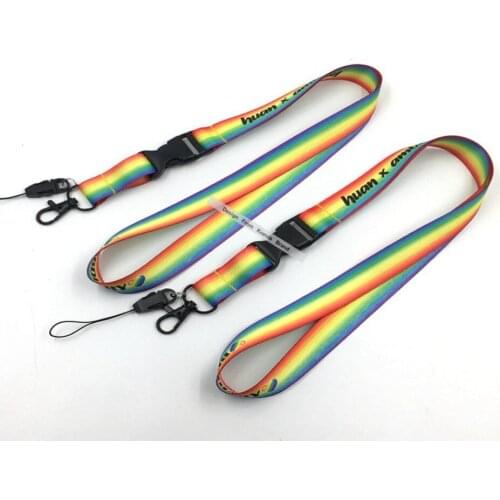 Popular Sale Rainbow Lanyard Custom Logo Text Print On Gift Colorful Cheap Promotion Breakaway Lanyard Design Your Own Lanyard