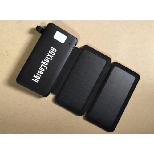 GGXingEnergy 10000mah Portable Battery Solar Power Bank with Removable Foldable 4W Solar Panel and LED Lighting for Camping