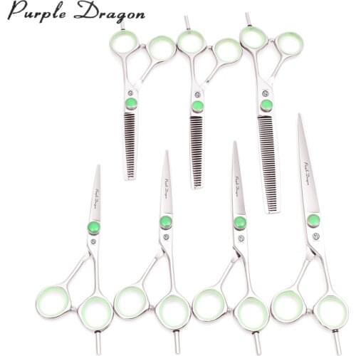 Professional Barber Shears 5" 5.5" 6" 7" Purple Dragon Japanese 440C 1121# Hairdressing Cutting Scissors Hair Scissors Add Case