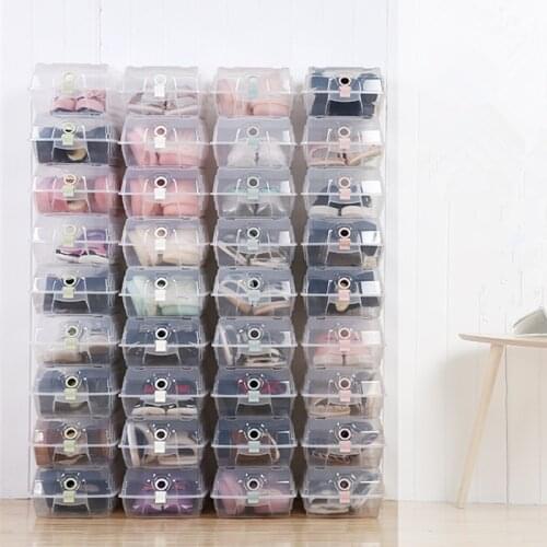 Transparent Stackable Shoe Storage Box Clamshell Storage Cabinet Stereo Shoe Rack Household Dustproof Multipurpose Shoe Box