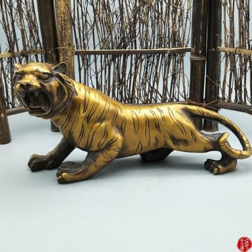 Rare Old QingDyansty copper gold statue /sculpture,big tiger,best collection&adornment