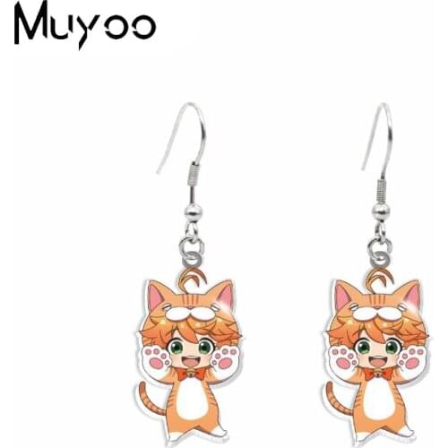 New Arrival The Promised Neverland Emma Norman Ray Bunny Cosplay Epoxy Acrylic Dangles Handcraft Acrylic Fish Hook Earrings
