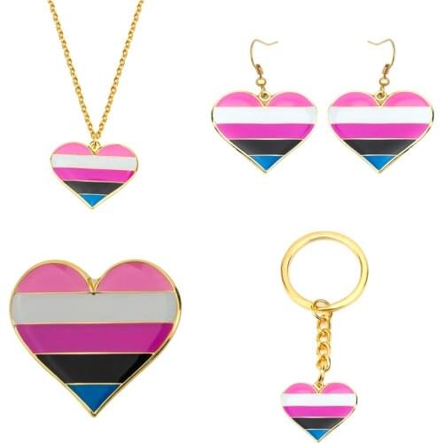 Gender Fluid Earrings Gender Fluid Pride Necklace Gender Fluid Key Ring Gender Fluid Badge Set Jewelry For Women Men Lovers Gift