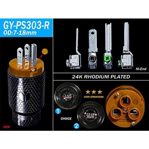 YARBO GY-PS303/404-R American standard plated power plug(1 set