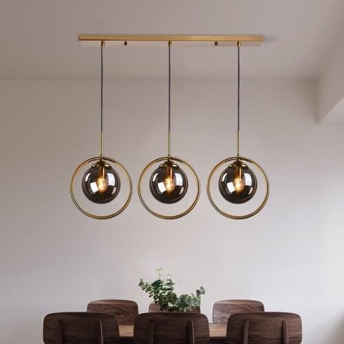 Modern Retro Glass Ring Led Pendant Light Living Room Decoration Pendant Lamps Nordic Restaurant Bar Interior Lighting Lusters