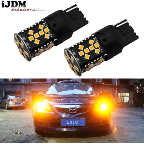 IJDM Canbus Error Free 7440 LED No Hyper Flash 21W Amber yellow W21W T20 LED Replacement Bulbs For Car Turn Signal Lights,12v