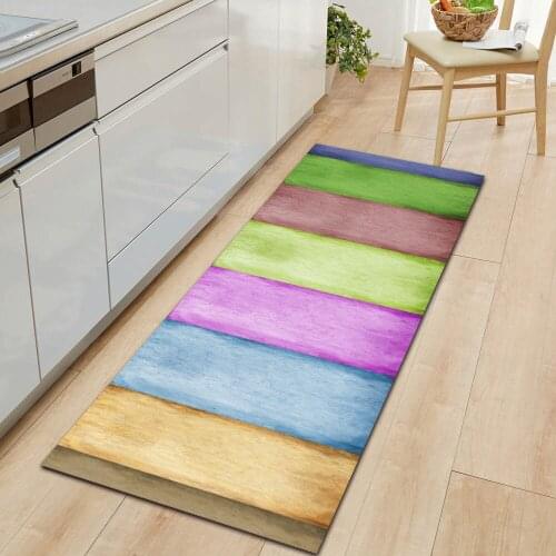 Wood Grain Kitchen Mat Entrance Doormat Household Corridor Floor Decoration Bedroom Living Room Carpet Bathroom Non-Slip Rug