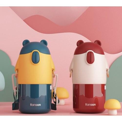 New Fashion Bear Thermos Bottle Portable Cute Kids Girls Boys Travel Coffee Mug 304 Stainless Steel Tumblers Vacuum Flask Gifts