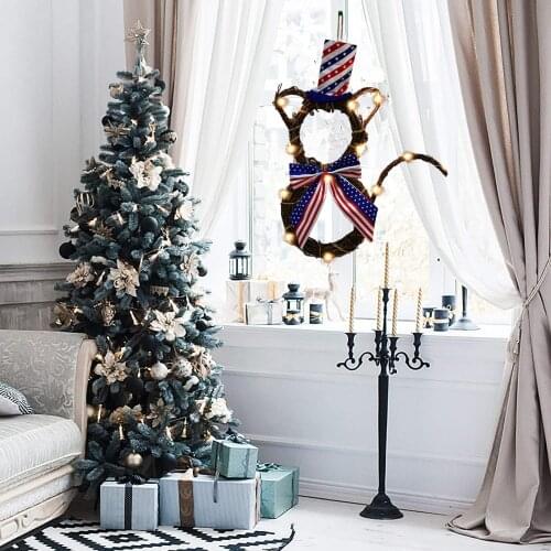 Independence Day Wreath for Front Door- Handicraft Rattan ing Decor