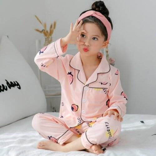 Spring 2021 Girls Pajamas Suit Cartoon Cardigan Children Clothing Set Cotton Baby Pijamas Kids Pyjamas Autum Boys Cothing
