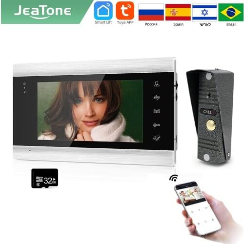 Jeatone Tuya smart phone7 ‘’ WIFI wireless call video intercom for home Monitor entry doorphone Doorbell with camera Outdoor