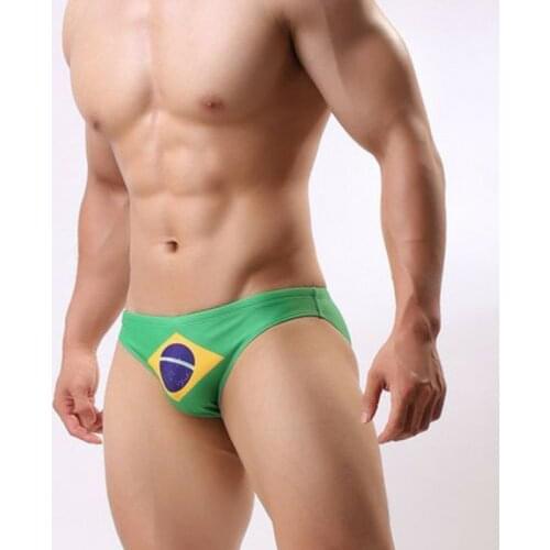 WD181 National flag print swimwear men sexy low waist men swimsuit sunga board surfing swim shorts briefs bikinis Small Size