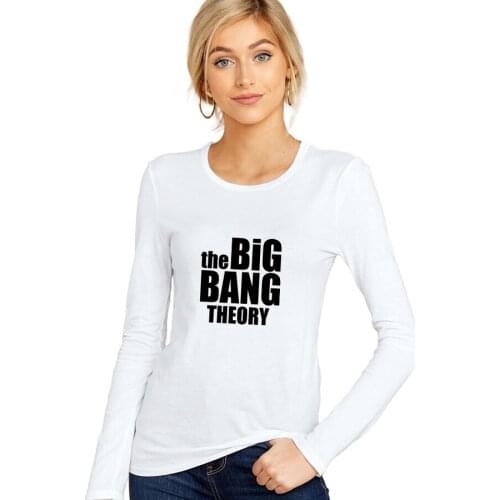 SXYTXE Women Basic Long Sleeve Crew Neck BIG BANG Printed T-Shirt Casual Fitted Cotton Tops