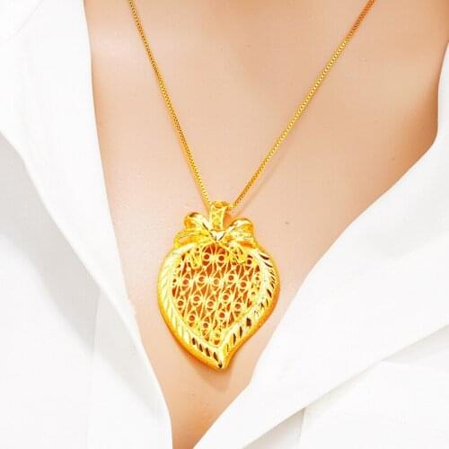 2020 New Necklace for Women peach heart 24K Gold Color Pendants Necklaces for Women Bride Engagement Jewelry Free Shipping