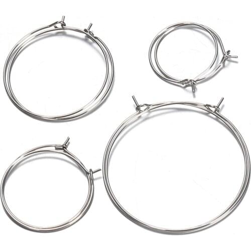 100pcs 20/25/30mm Women Stainless Steel Big Circle Wire Hoops Loop Earrings For DIY Jewelry Making Earrings Accessory Wholesale